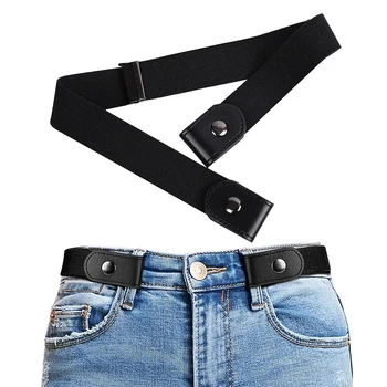 1 шт. черных эластичных ремней без пряжек на талии для джинсовых брюк, женский мужской ремень