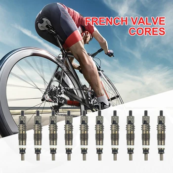 10шт Французских сердечников клапанов, Латунная вставка штока клапана, Запасные части для велосипеда MTB/ шоссейного велосипеда
