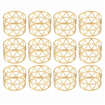 12 упаковок колец для салфеток, держатели для полых дизайнерских украшений, свадьба, Рождественский сбор (золото)