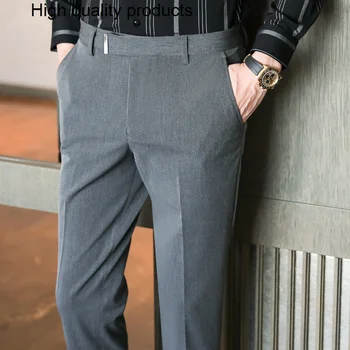 2023 Деловой Деловой стиль в британском стиле, костюм, брюки, мужская одежда, простые облегающие повседневные офисные брюки, прямые брюки Hombre