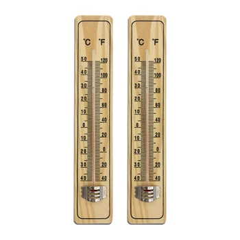 2шт Деревянные Традиционные инструменты 21,5x3,8 см Измерение в домашнем магазине, Индикатор для измерения в помещении и на улице, школьный настенный термометр Точный