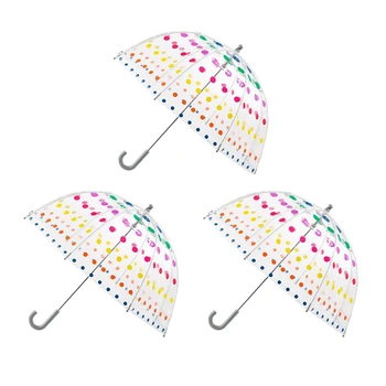 3 детских прозрачных зонтика с пузырьками, мужские и женские детские зонтики, прозрачный модный зонт с длинной ручкой.