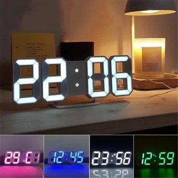 3D СВЕТОДИОДНЫЕ цифровые часы Настенный декор Со светящимся Ночным режимом Регулируемый Электронный стол Настенное украшение Гостиной