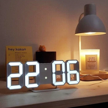 3D светодиодный Цифровой Будильник Трехмерные Настенные Часы Подвесные Часы Электронный Настольный Календарь Электронные Часы Мебель