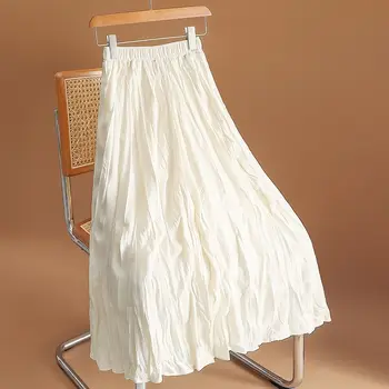40-150 кг, плиссированная юбка с высокой талией, новая женская юбка свободного темперамента, юбка с большими размахами, женская длинная юбка в складку, плюс размер