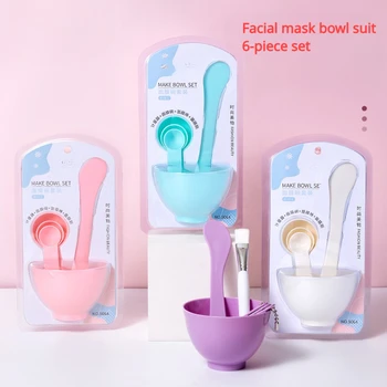 6шт набор розовая чаша маска для лица Маска Полный DIY красота инструменты маска для лица миске кисть ложка палочка инструмент уход за кожей лица набор