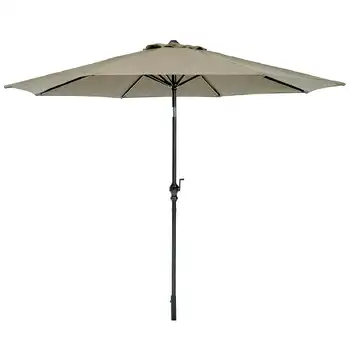 9-футовый большой открытый зонт для патио с кнопкой наклона, открытой рукояткой и полным покрытием 108 дюймов, цвет хаки