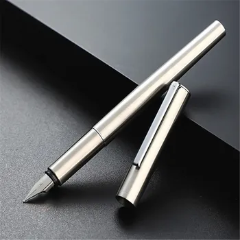 Jinhao 35 Серебряная Деловая офисная ручка EF / F с Перьевым пером, Студенческие Школьные Канцелярские Принадлежности, чернильная каллиграфическая ручка