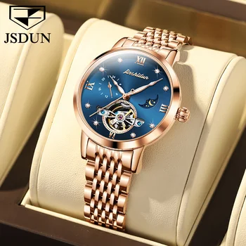 JSDUN 8832, водонепроницаемые Автоматические Механические часы для женщин, ремешок из нержавеющей стали, Модные женские наручные часы