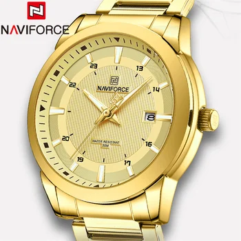 NAVIFORCE Новые мужские наручные часы Лучший бренд класса люкс, мужские часы с автоматической датой, спортивные военные кварцевые часы из нержавеющей стали, оригинальные мужские часы 8029