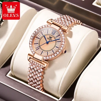 OLEVS 9942, роскошные кварцевые часы от ведущего бренда для женщин, водонепроницаемые, с бриллиантовым циферблатом, Оригинальные женские наручные часы, Классические женские часы