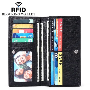 RFID противоугонная щетка женский длинный кошелек ультратонкий многослойный кошелек из мягкой коровьей кожи для рук женский кошелек сумка для карт