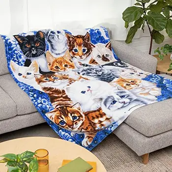 SaltaStore Флисовое одеяло для котенка на кровать, Милое флисовое покрывало, супер Мягкие плюшевые одеяла для кошек для любителей кошек, одеяла с принтом