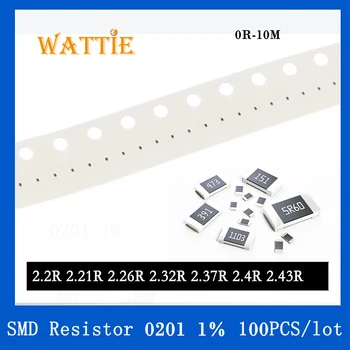 SMD резистор 0201 1% 2.2R 2.21R 2.26R 2.32R 2.37R 2.4R 2.43R 100 шт./лот микросхемные резисторы 1/20 Вт 0.6 мм * 0.3 мм