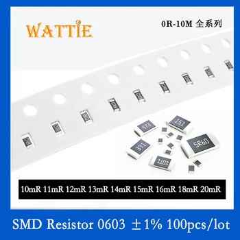 SMD резистор 0603 1% 0.01R 0.012R 0.013R 0.015R 0.016R 0.018R 0.02R 100 шт./лот микросхемные резисторы 1/10 Вт со сверхнизким значением сопротивления