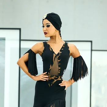V Образный вырез Без рукавов Дизайн Женского Боди для латиноамериканских танцев Для женщин Бальная одежда для выступлений на сцене NY01 YZ004