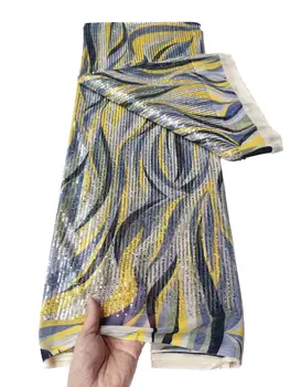 YQOINFKS Блестки Кружевная Ткань Французская Сетка Африканское Женское Платье Для Шитья 2023 Высокое Качество 5 Ярдов Банкетный Костюм Для Вечеринки YQ-4130