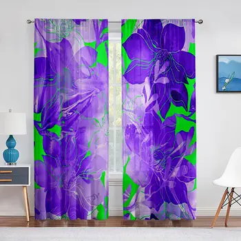 Абстрактная занавеска из батика с Пейсли, фиолетово-зеленая полиэфирная ткань Pongee, Современная занавеска для спальни, кухни, домашнего декора, 2 панели