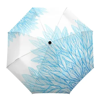 Автоматический зонт Blue Mandala, Портативный Складной зонт от солнца и дождя, женский зонт-зонтик