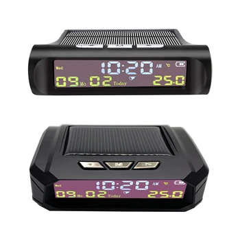 Автомобильные цифровые часы AN01 AN02 TPMS Look на солнечной батарее с ЖК-дисплеем времени и даты, индикацией температуры в автомобиле, Аксессуары для салона автомобиля