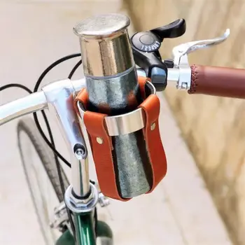 Аксессуары для велосипеда Винтажный держатель для бутылки с водой для велосипеда, Универсальная клетка для чайника из нескользящего сплава, Стильная искусственная кожа для горных прогулок