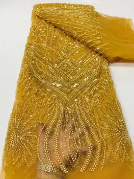 Африканская кружевная ткань 2023 года, расшитая бисером, Нигерийское свадебное кружево для жениха, высококачественная Французская тюлевая кружевная ткань для свадебного платья