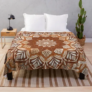 Бохо Мандала в монохромном коричнево-кремовом цвете, плед, летнее одеяло, Милое одеяло, Клетчатые диваны, мягкий плед