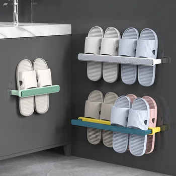 Вешалка для тапочек в ванной, вешалка для тапочек в ванной, настенная пластиковая вешалка для обуви, стеллаж для хранения артефактов для обуви