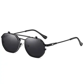 Винтажные солнцезащитные очки в стиле стимпанк, ретро трапециевидные Металлические Солнцезащитные очки для мужчин и женщин, Дизайнерский бренд Circle Oculos