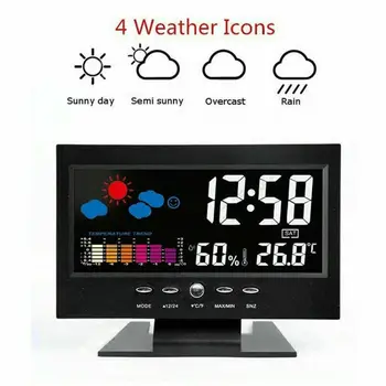Внутренняя / наружная метеостанция светодиодный цифровой термометр, будильник, повтор будильника, календарь