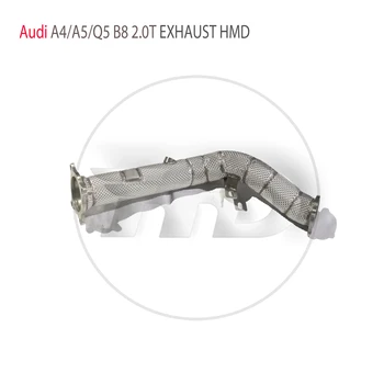 Выпускная Система HMD Водосточная Труба с Высоким Расходом для Audi A4 A5 Q5 B8 2.0T Без Коллектора Каталитического Нейтрализатора Гоночная Труба