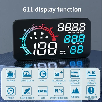 Головной дисплей GPS-измеритель скорости, GPS-спидометр, сигнализация о превышении скорости, светодиодный дисплей, умный головной дисплей с часами для автомобиля Auto