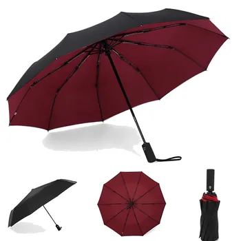 Деловой Складной мужской автоматический ветрозащитный Большой мужской слой, десять женских зонтов от дождя, три женских зонта, Костяной зонт