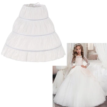 Детская Нижняя юбка с кринолином, Свадебные Аксессуары для цветочницы, Пышная Нижняя юбка, 3 Обруча