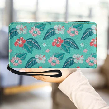 Дизайнерский роскошный клатч Hawaiian Hibiscus, портативный браслет, Длинный кошелек, Элегантный кошелек для монет, держатель для карт, Новый