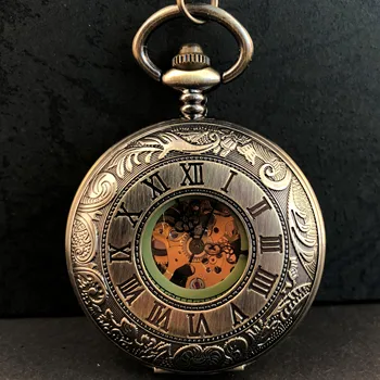 Дисплей с римскими цифрами, старинные механические карманные часы с ручным заводом, Мужские Карманные часы Унисекс, подарки с цепочкой