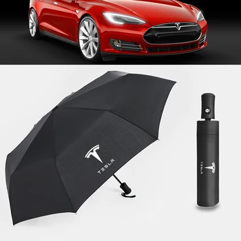 Для солнцезащитного зонта Tesla, ветрозащитного автоматического складного зонта, эмблемы автомобиля, логотипа, зонтика от дождя, зонтика от солнца, модели 3 X Аксессуаров
