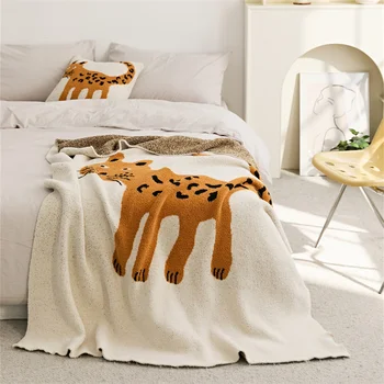 Жаккардовое вязаное одеяло Kawaii Cat, Уютное Милое кресло из микрофибры, Одеяла для телевизора, Покрывало для кровати, диван Декоративный