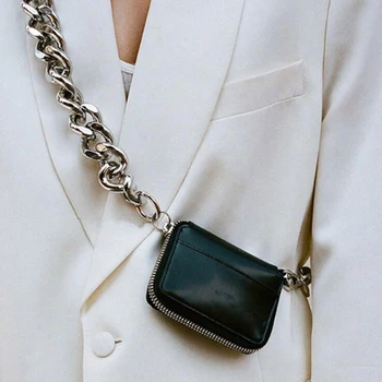 Женские сумки Роскошная Дизайнерская Черная сумка на толстой металлической цепочке, мини-нагрудная сумка, горячая распродажа, Портмоне, сумки через плечо