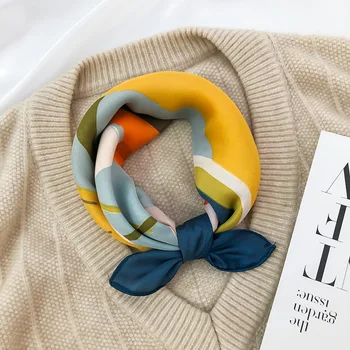 Женский шарф из полиэстера размером 70 × 70 см, роскошный бренд, квадратный размер, Цифровая печать, Шелковые шали и палантины на весну-осень
