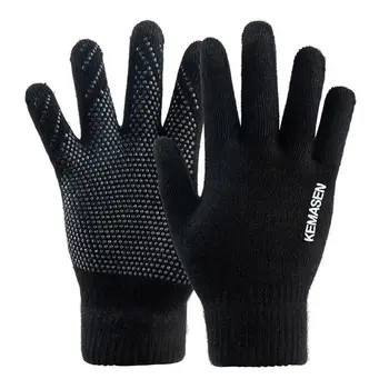 Зимние Теплые вязаные перчатки, вязаные перчатки с сенсорным экраном для мобильного телефона, Зимние толстые теплые перчатки для взрослых для мужчин и женщин