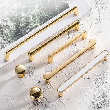 Золотой Современный минималистичный гардероб Европейская дверная ручка шкафа Ручки для мебели Ручки кухонных ящиков Ручки для декора спальни