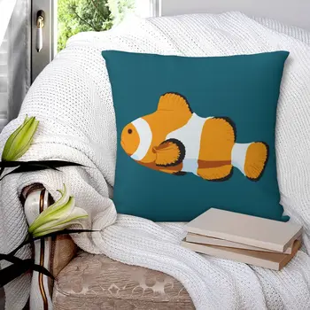 Квадратная наволочка в виде рыбы-клоуна, наволочка из полиэстера, декор для подушек, комфортная подушка для домашнего дивана