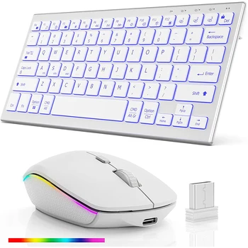 Клавиатура и мышь Bluetooth с подсветкой для iOS, iPad, iPhone, перезаряжаемая беспроводная клавиатура и мыши для нескольких устройств для iPad Pro