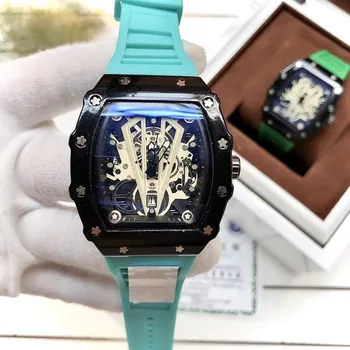 Лучшие мужские часы бренда AAA + Luxury Luxury RM новейшего стиля с автоматическими многофункциональными водонепроницаемыми светящимися часами