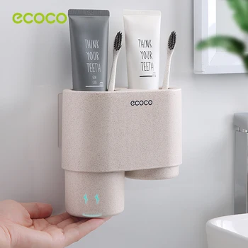 Магнитная присоска ECOCO, зубная паста, держатель для зубных щеток, настенный двойной подстаканник без перфорации, аксессуары для ванной комнаты