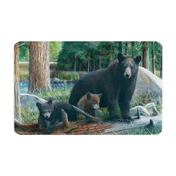 Медведи лесных животных Прочная конструкция дверного коврика выдерживает интенсивное использование, нескользящие коврики идеально подходят для ресторанов и кафе