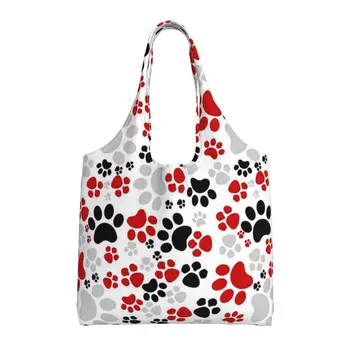 Милая женская сумка с собачьей лапой, Многоразовая сумка для работы, путешествий, бизнеса, пляжа, покупок, школы