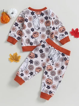 Милый костюм для новорожденного мальчика на Хэллоуин, комбинезон-призрак, шляпа с принтом тыквы - очаровательный осенне-зимний наряд для младенцев