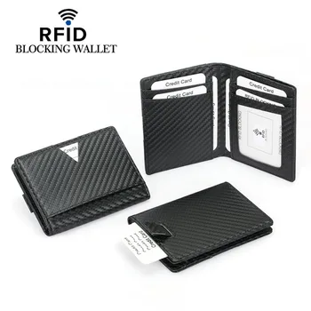 Многофункциональный держатель для карт из углеродного волокна, Карманный кошелек, Блокирующий RFID, Органайзер для кредитных карт, Несколько слотов, Визитница.